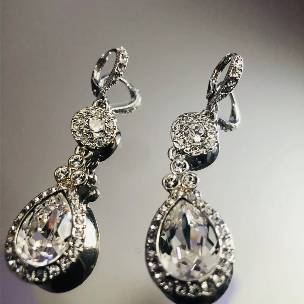 Givenchy Silvertone Swarovski Element Double Drops - image 3